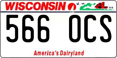 WI license plate 566OCS