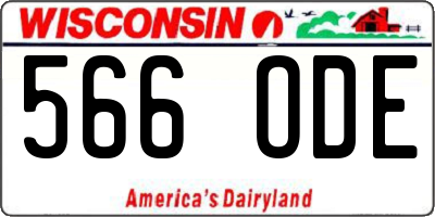 WI license plate 566ODE