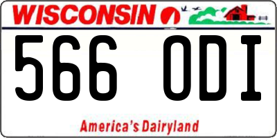 WI license plate 566ODI