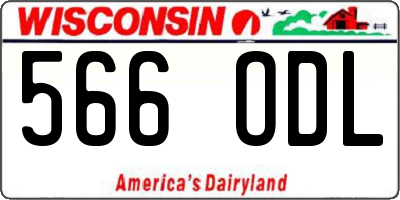 WI license plate 566ODL