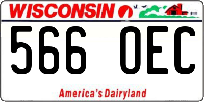 WI license plate 566OEC