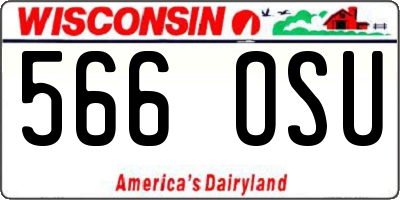 WI license plate 566OSU