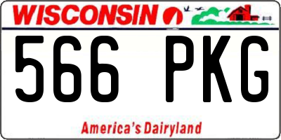 WI license plate 566PKG