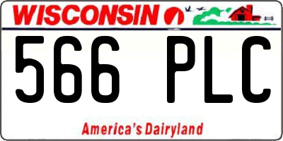 WI license plate 566PLC