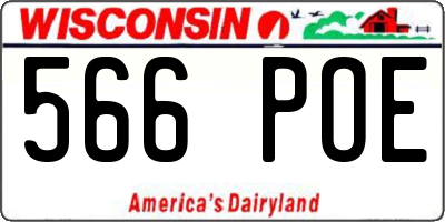 WI license plate 566POE
