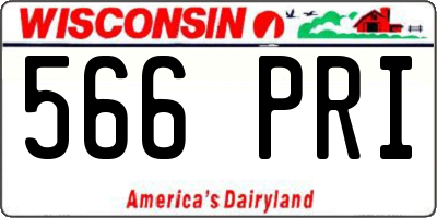WI license plate 566PRI
