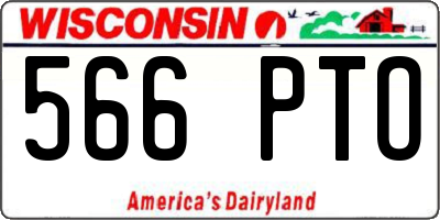 WI license plate 566PTO