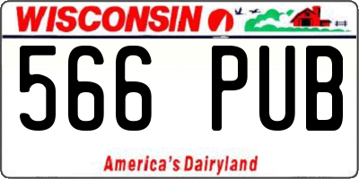 WI license plate 566PUB