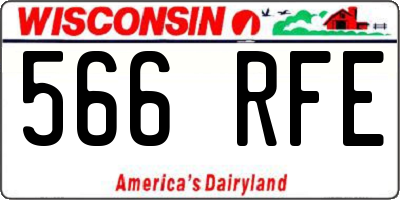 WI license plate 566RFE