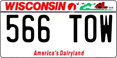WI license plate 566TOW