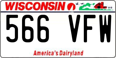 WI license plate 566VFW