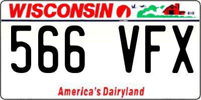 WI license plate 566VFX