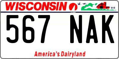 WI license plate 567NAK