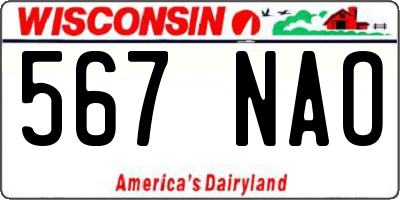 WI license plate 567NAO