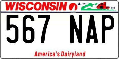 WI license plate 567NAP