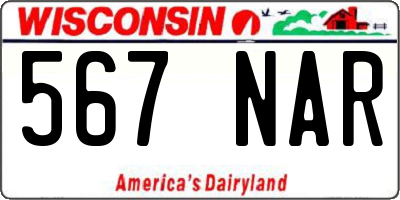 WI license plate 567NAR