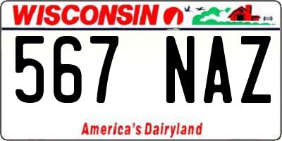 WI license plate 567NAZ