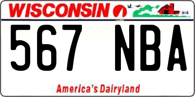 WI license plate 567NBA