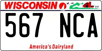 WI license plate 567NCA