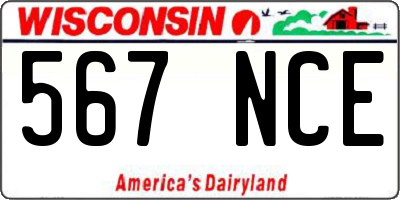 WI license plate 567NCE