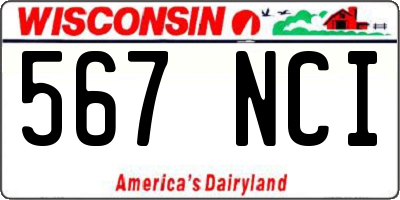 WI license plate 567NCI
