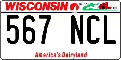 WI license plate 567NCL