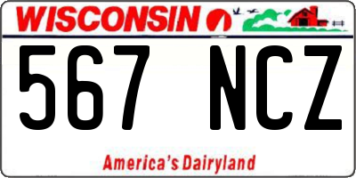WI license plate 567NCZ