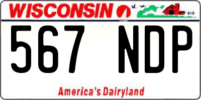 WI license plate 567NDP