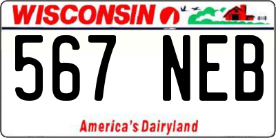 WI license plate 567NEB