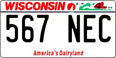 WI license plate 567NEC