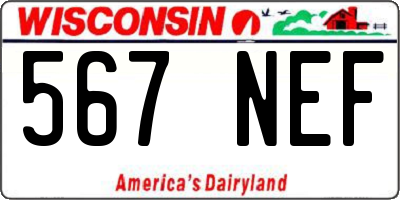 WI license plate 567NEF