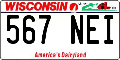 WI license plate 567NEI