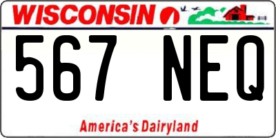 WI license plate 567NEQ