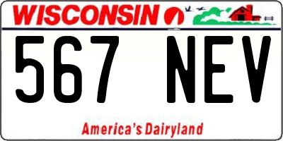 WI license plate 567NEV