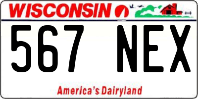 WI license plate 567NEX