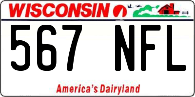 WI license plate 567NFL