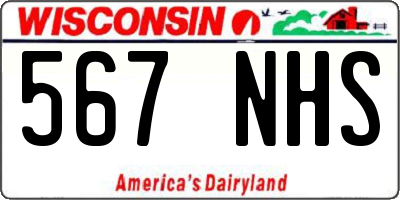 WI license plate 567NHS