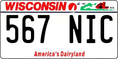 WI license plate 567NIC