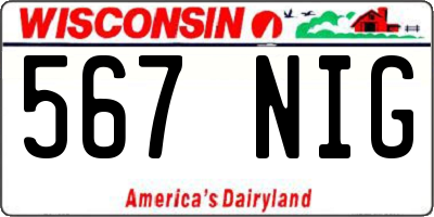WI license plate 567NIG