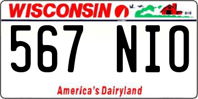 WI license plate 567NIO