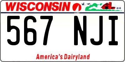 WI license plate 567NJI