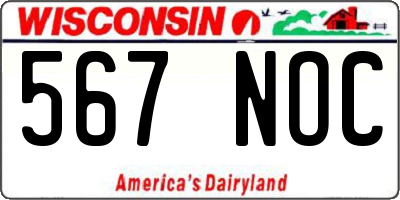 WI license plate 567NOC