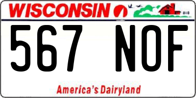WI license plate 567NOF