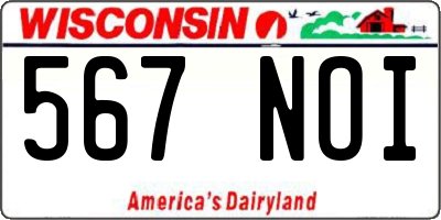 WI license plate 567NOI