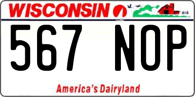 WI license plate 567NOP