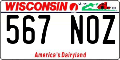 WI license plate 567NOZ