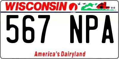 WI license plate 567NPA
