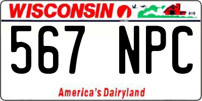 WI license plate 567NPC