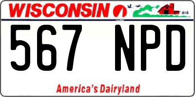 WI license plate 567NPD