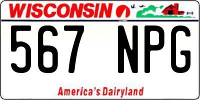 WI license plate 567NPG